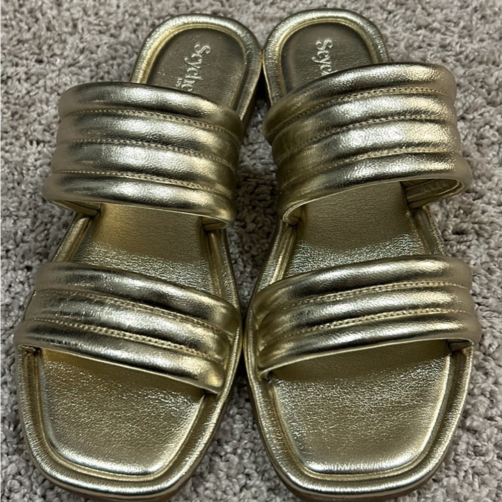 New Seychelles Gold Metallic Sandals
